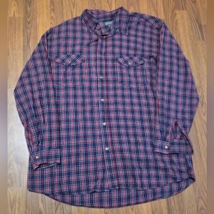 DAKOTA Men's 2XL Snap Button Plaid Flannel Shirt Heavyweight Cotton D84